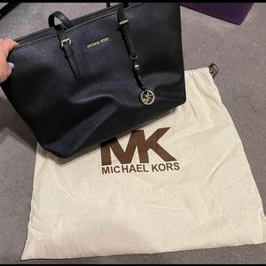 Michael Kors Jet Set Large Saffiano Leather Black Tote Bag